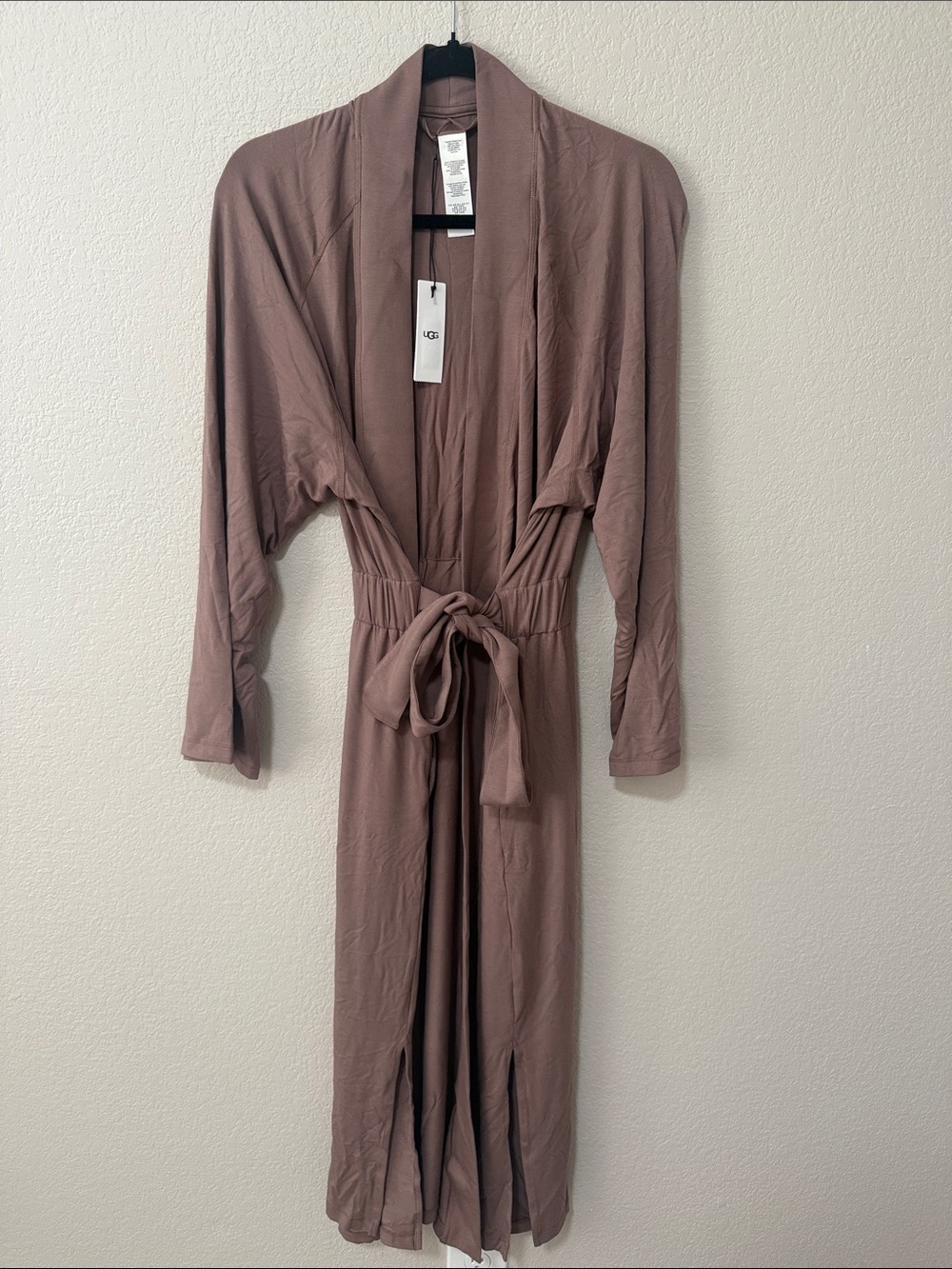 UGG Women's Long Tie-Waist Lounge Robe in Mauve Taupe